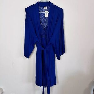 Soma Cool Nights Lace Chemise And Robe Set Majesty Blue Size XL